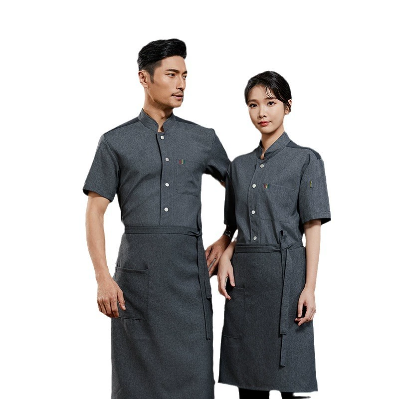 High-end chef work clothes for men short-sleeved summer breathable network hotel western restaurant hotel kitchen chef catering