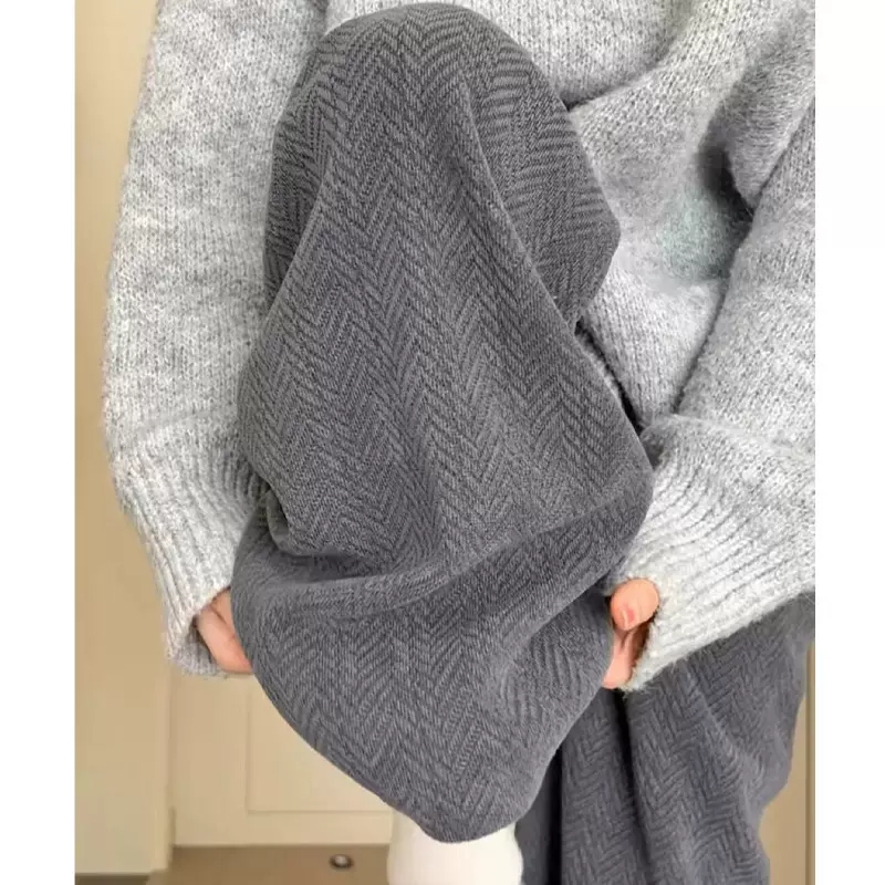 人字纹雪尼尔阔腿裤女秋冬新款宽松慵懒风直筒裤垂感高腰加绒裤子