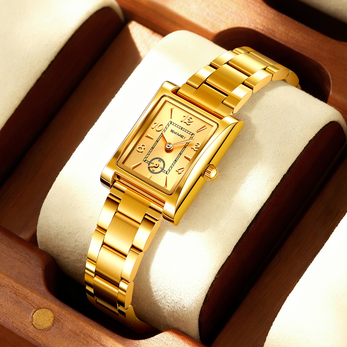 Momento de belleza relojes de pulsera retrógrados cuadrados de acero impermeable relojes de cuarzo comercio exterior al por mayor regalos personalizados fábrica de fuente