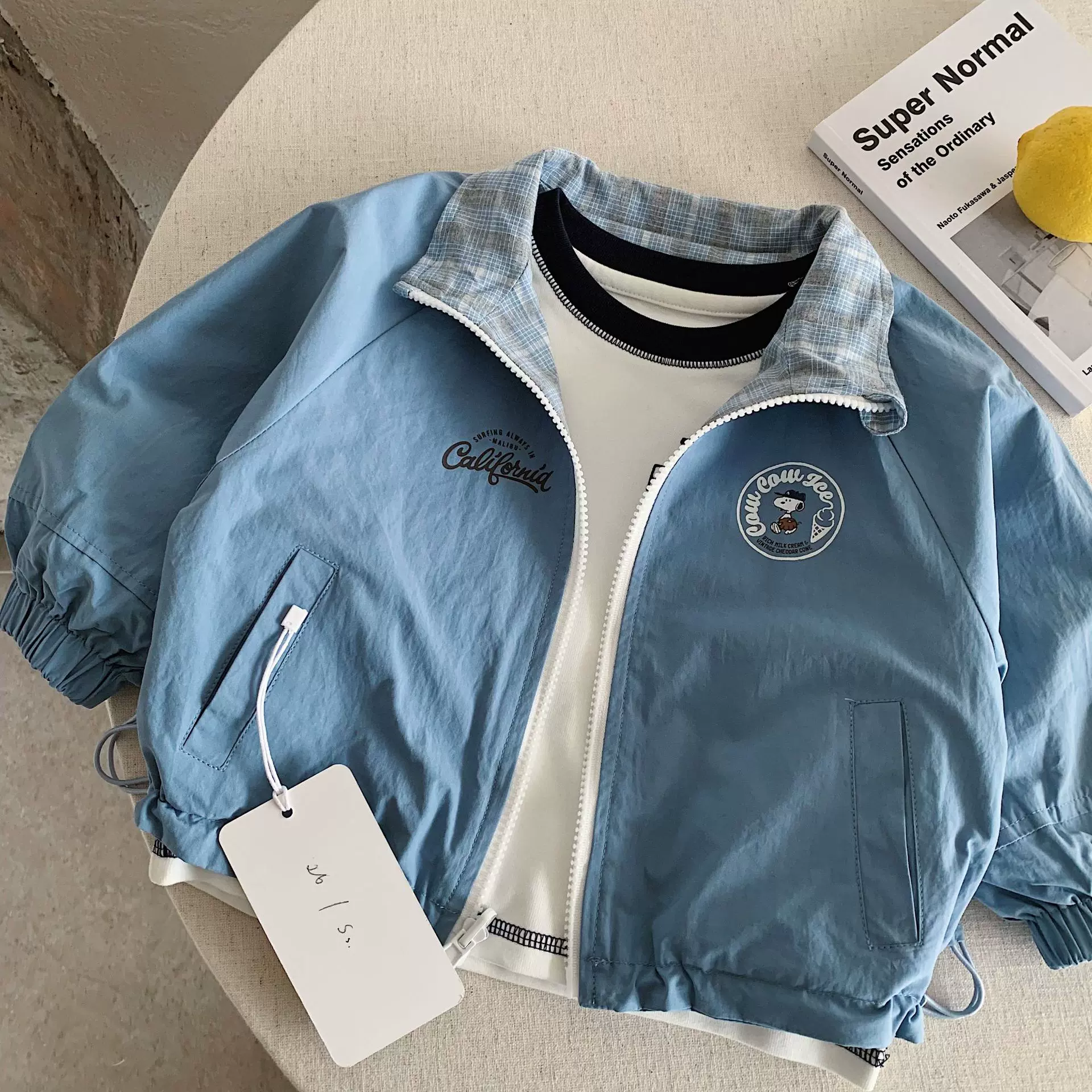 童外套2026春装新款儿童春秋卡通印花两面穿拼接夹克拉链上衣外套