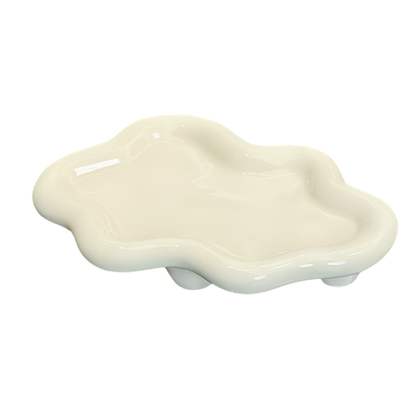 Cerámica nubes llaves de almacenamiento puerta de entrada decoración de escritorio de lujo ligero de alto grado tocador joyería bandeja de almacenamiento estante