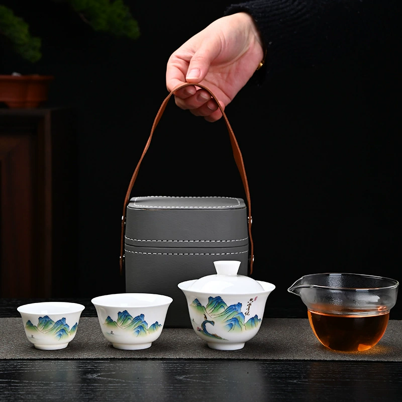 Овечий жир нефритовый белый фарфоровый чайный набор небольшой набор для путешествий чайный набор портативный Quick Cup Открытый кунг-фу чайная чашка чашка с логотипом