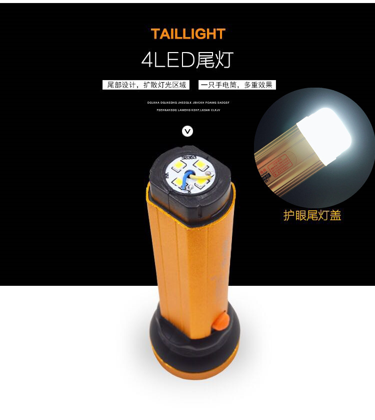 Wholesale LED high-brightness flashlight, rechargeable, multi-purpose, long-range, portable, ultra-bright, small mini tail light for home use and camping