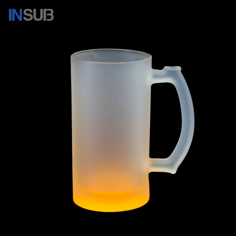 Transferencia térmica 16oz vidrio gradiente esmerilado sublimación térmica logotipo impresible taza de publicidad taza de regalo taza de vidrio