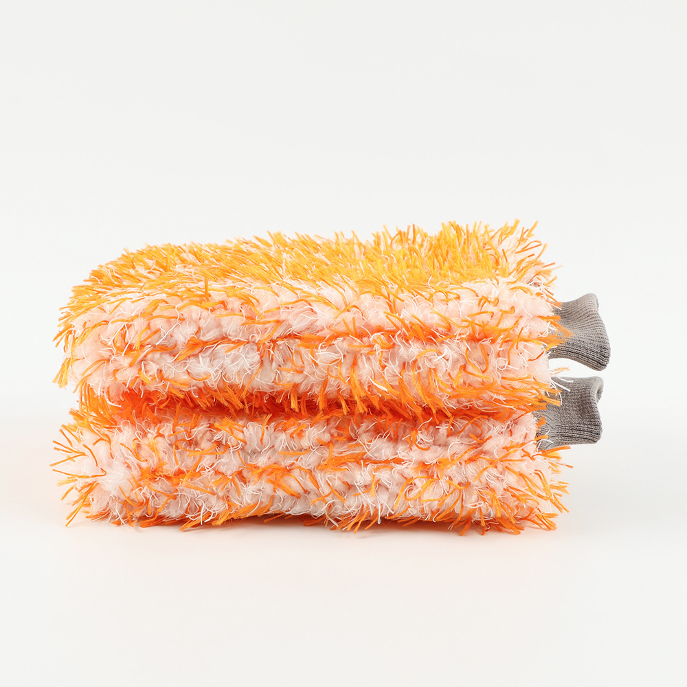 Guantes de lavado de autos de terciopelo de pavo real transfronterizos engrosados, absorbentes de agua, pintura para autos, toallitas para autos de doble cara, ampollas ricas