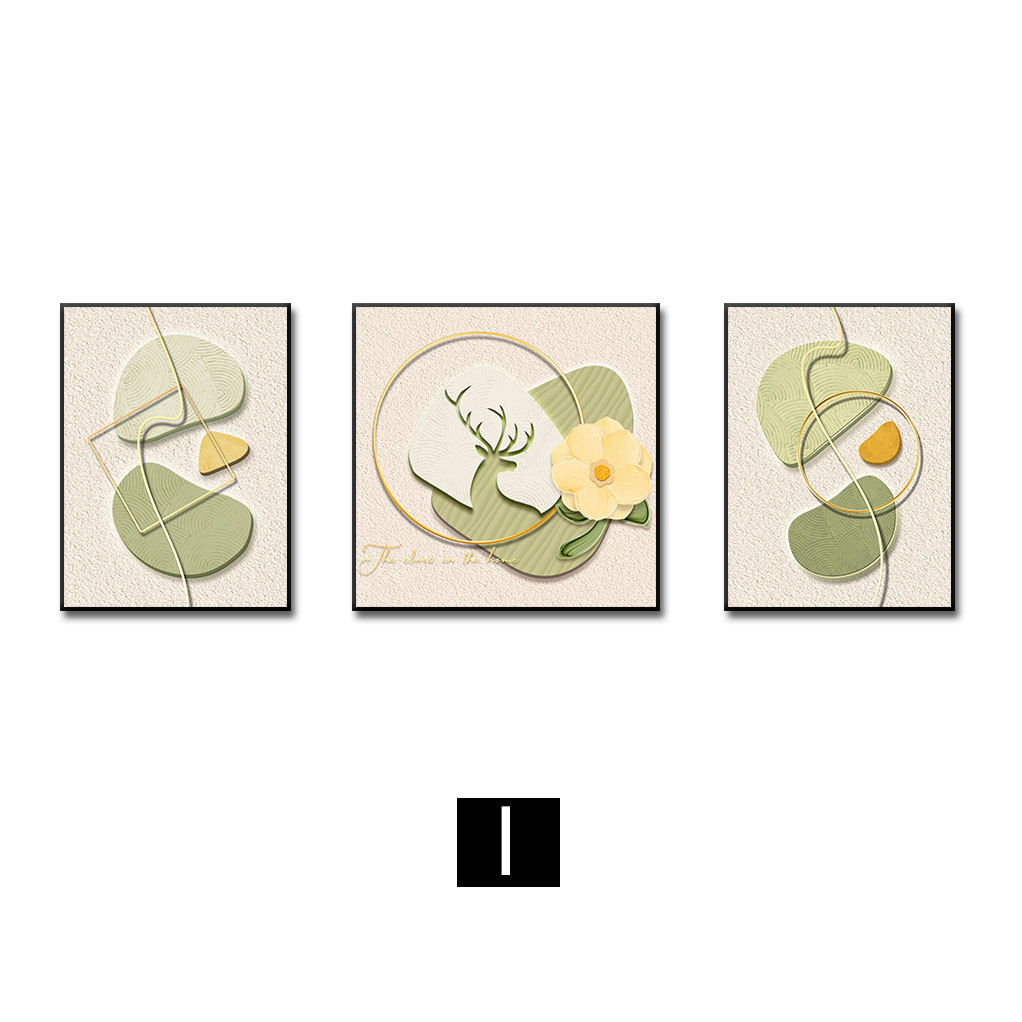 Sala de estar pintura decorativa sofá pared fondo pintura colgante cuero estrella diamante tríptico pintura de estilo crema fresca pequeña