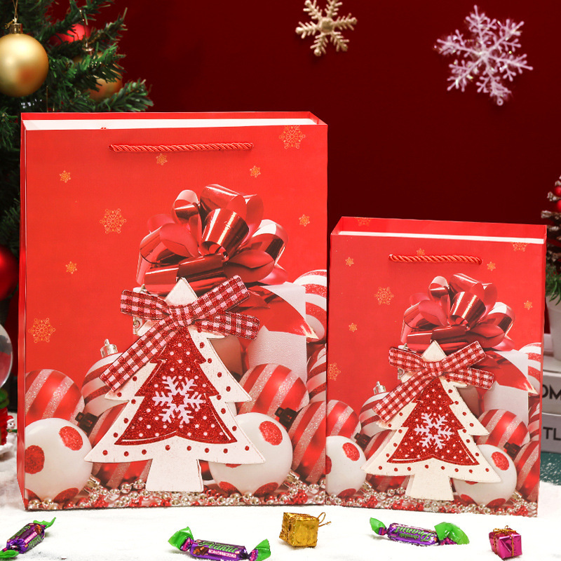 Amazon transfronterizo de Navidad nuevo regalo mano de la víspera de Navidad caramelo cuadrado inferior bolsa de compras al por mayor