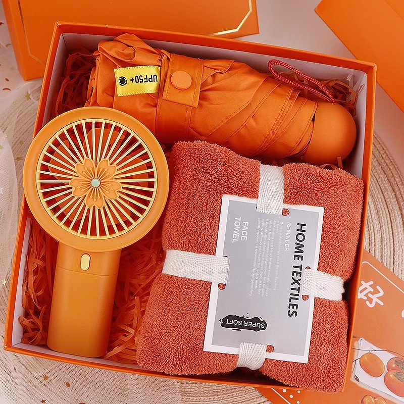 오렌지 [주황색 부채+사각수건+우산]