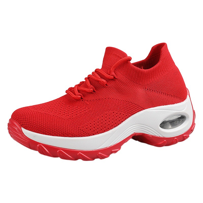 Zapatos de mujer con cojín de aire, suelas gruesas, fabricantes de zapatos deportivos y casuales para mujeres altas, venta al por mayor, zapatos de moda transpirables de punto ligero y ligero