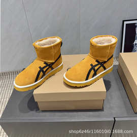 2025冬季新款真皮羊毛雪地靴女厚底加绒加厚短靴时尚舒适东北棉靴