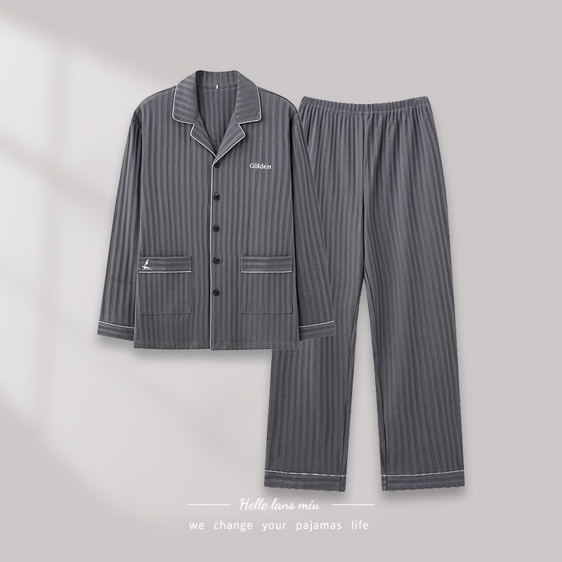 Pijamas de algodón de hombre primavera y otoño 2024 otoño y invierno de manga larga nueva ropa de hombre grande se puede usar fuera