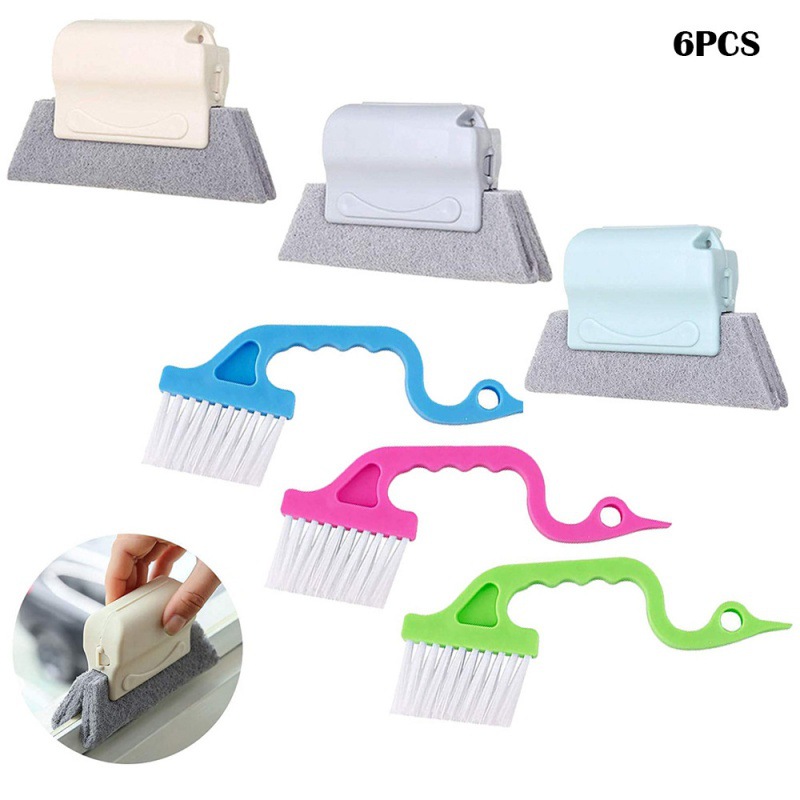 跨境6件套窗口凹清洁刷清洁工具窗滑道和缝隙可拆卸窗轨清洁刷