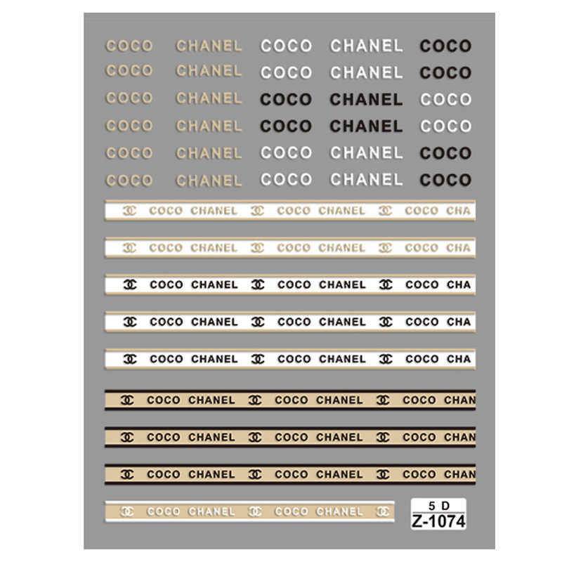New 5D Embossed Ins-Style Trendy Brand Logo Nail Stickers Wholesale