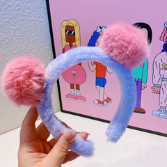 HD10335A03秋冬毛球小熊耳朵毛絨發箍卡通可愛洗臉敷面膜束髮頭箍