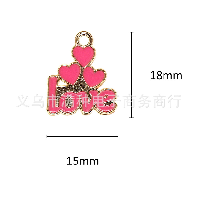 バレンタインデーピンクラブハートジュエリーアクセサリー diy ブレスレットキーホルダーネックレスペンダント合金オイルドリップペンダント|undefined
