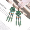 Ethnic long earrings, European style, ethnic style, boho style, flowered, wholesale