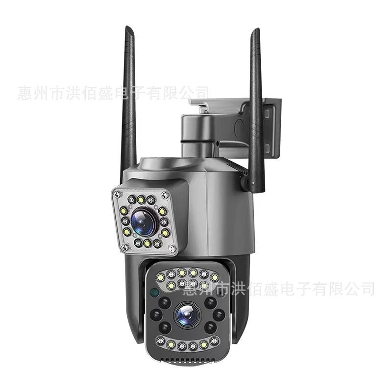 爆款WIFI双目双画面摄像头户外防水4G监控高清可夜视V380pro