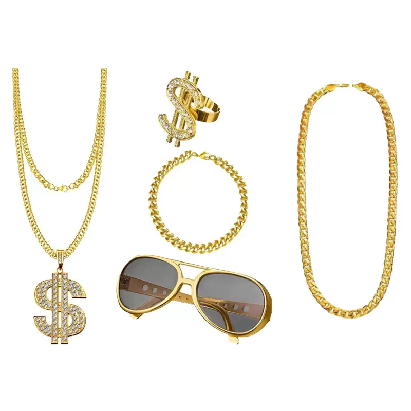 欧美 跨境饰品嘻哈朋克摇滚合金 套装cosplay节日万圣节舞会道具