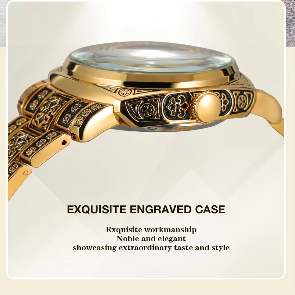Forsining Vintage Automatic Mechanical Watch For Men Carved Style_voghion.com