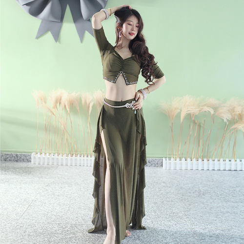 Belly dance 2024 new summer practice clothes sexy hot diamond suit water gauze oriental dance performance costume #905