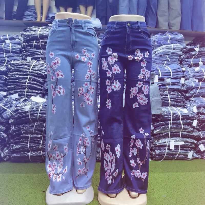 Ladies boyfriend jeans, new women's denim pants, plus-size wide-leg long pants, mom jeans Ladies boyfriend jeans, new women's denim pants, plus-size wide-leg long pants, mom jeans