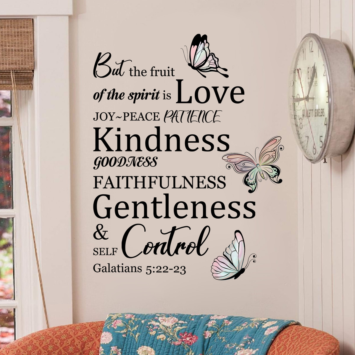 MS6373-ZY简约英文短语蝴蝶客厅卧室背景墙家居装饰墙贴画自粘