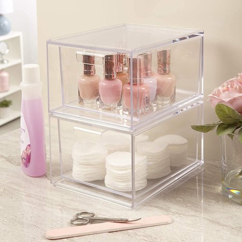 Stackable cosmetic storage box Amazon hot selling transparent plastic acrylic storage box storage box wholesale