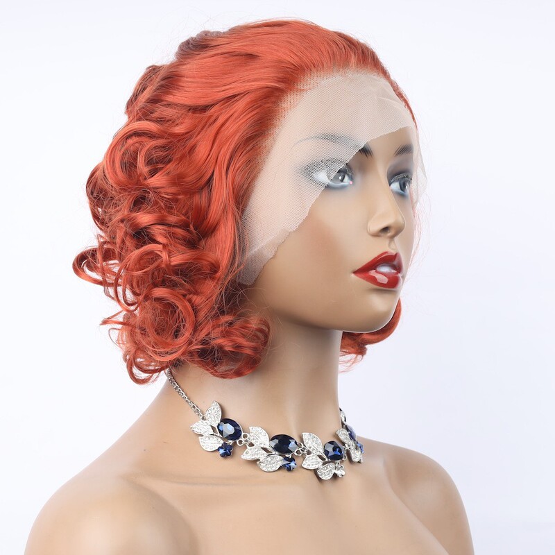 Short Curly Synthetic Lace Front Wig Cosplay High-Temperature Silk Synthetic Fiber Wig Lace