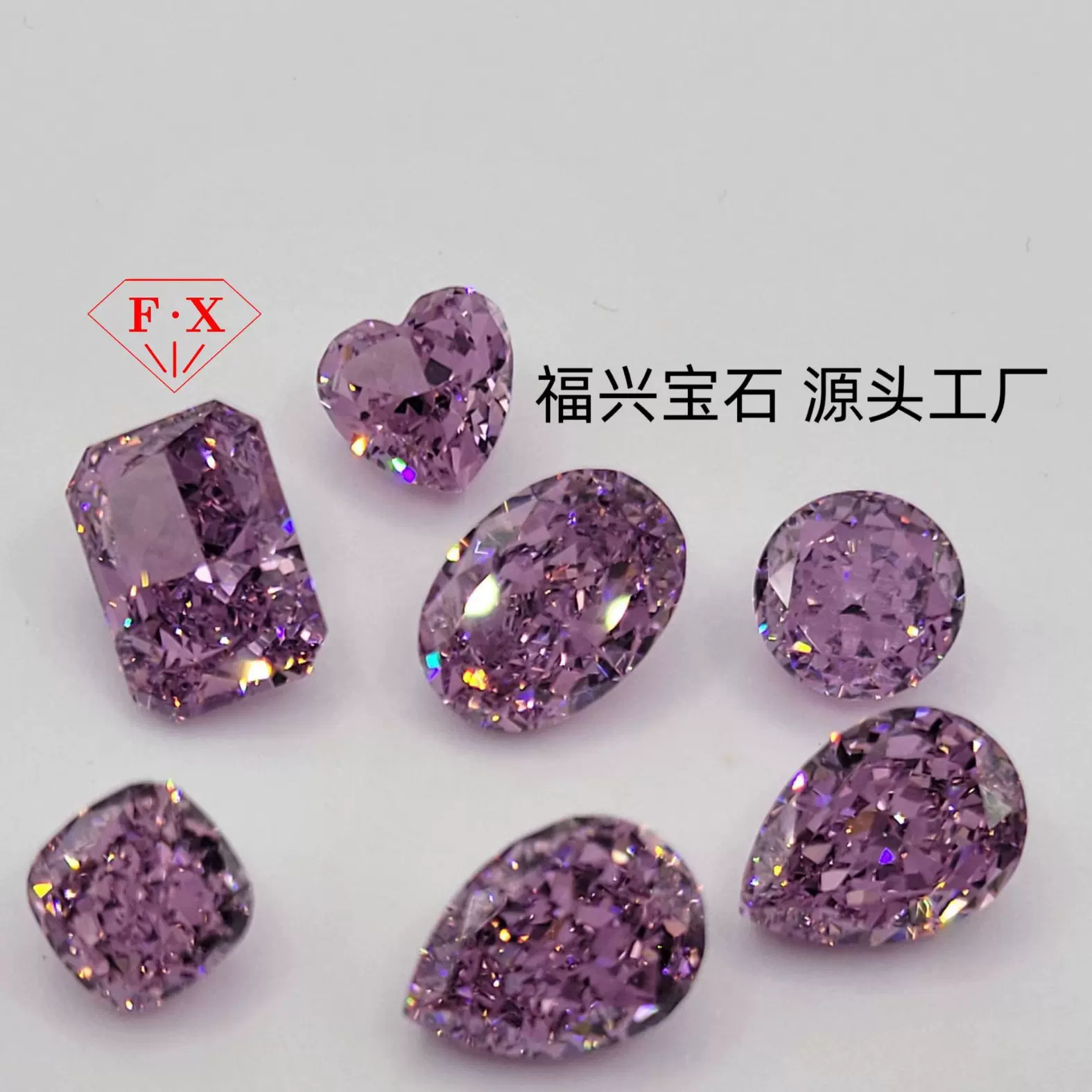 5AOS鸽子蛋烟红高碳钻冰花（光边工艺）cz钻梧州人造宝石工厂