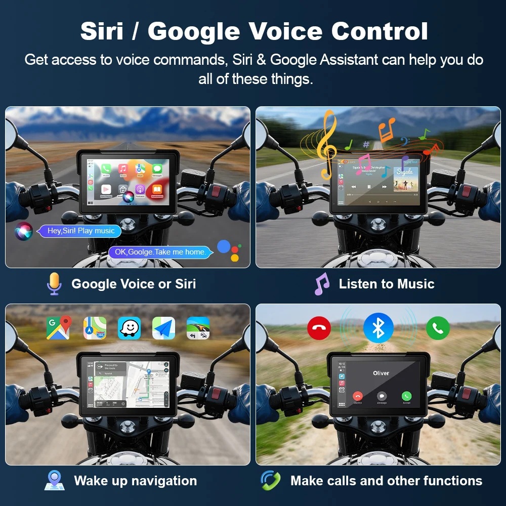 7inch Portable Motorcycle Navigator Wireless CarPlay Android Connectivity 2K HD Motorcycle GPS Navigation
