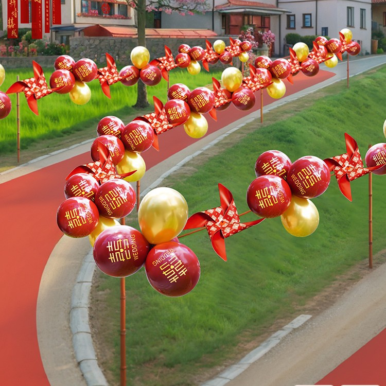 [길가 모델] 풍차 패키지 웨딩 레드 골드 풍선 로드 가이드 (권장 레이아웃 10- 15m )