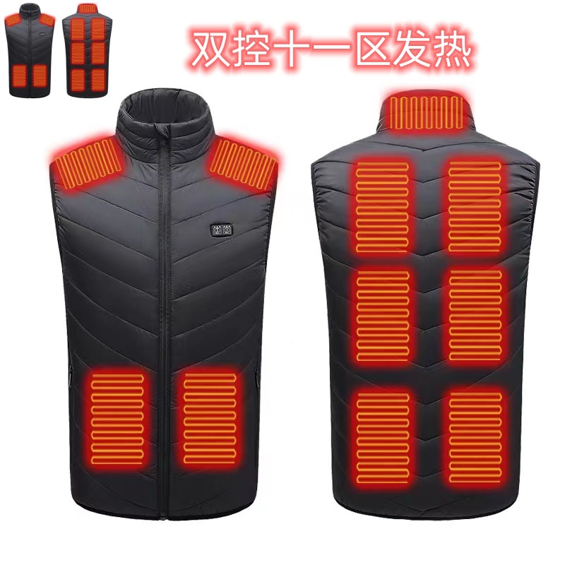 Chaleco de calefacción inteligente 2 a 15 distrito invierno cálido ropa de calefacción USB chaleco eléctrico ventas directas de la fábrica