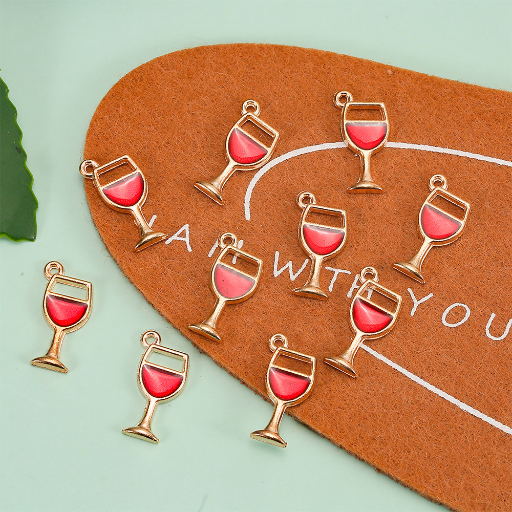 12g Weight Pendant Jewelry Making Type DIY Jewelry Accessories Classification 10 Pieces Quantity Alloy Material Wine Glass Pattern Enamel Design Simple Style Style 10 Pieces Alloy Wine Glass Pendant 6