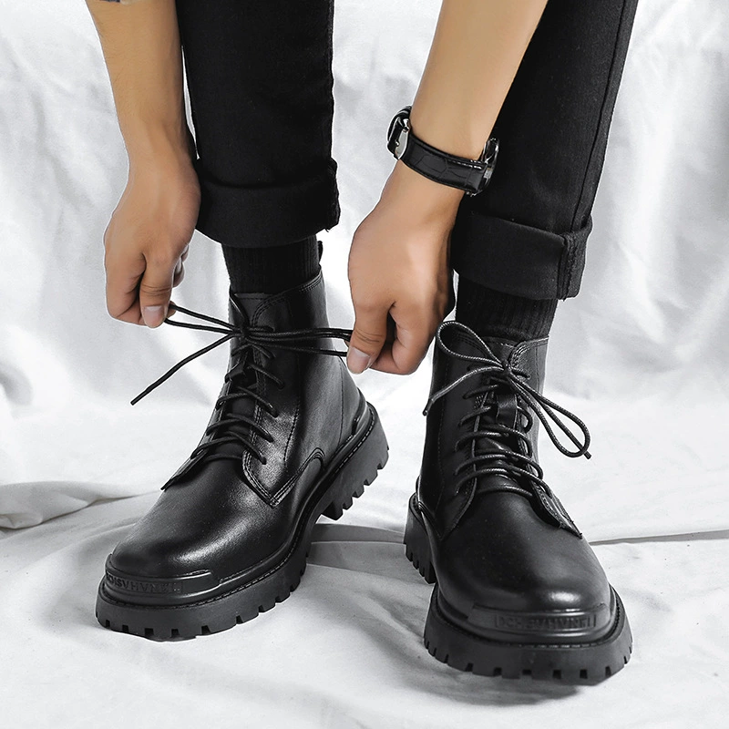 Осенне-зимние ботинки Martin 2021, новые мужские высокие кожаные ботинки на флисовой подкладке, британская рабочая одежда на толстой подошве, военные ботинки, зима M07-R