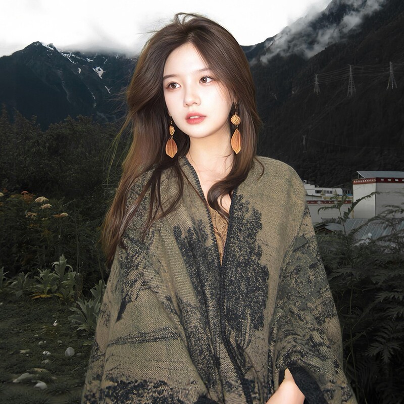 Western Sichuan and Yunnan Tourism Ethnic Style Cotton and Linen Shawl for Women Xinjiang Xizang Seaside Shawl with Scarf and Cape Wear Western Sichuan and Yunnan Tourism Ethnic Style Cotton and Linen Shawl for Women Xinjiang Xizang Seaside Shawl with Scarf and Cape Wear