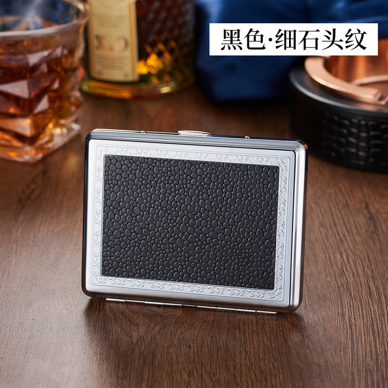 新しいタバコ箱空箱厚い中型 20 個男性ポータブルハイエンド金属革タバコホルダーレトロタバコ箱卸売|undefined