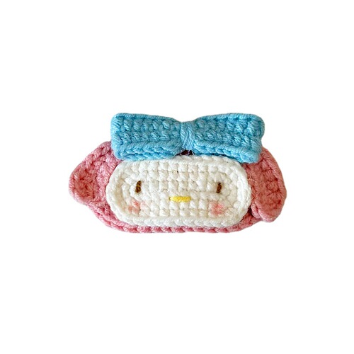 Japanese Sanrio handmade woolen knitted children's hair clips Internet celebrity Melody girls hair accessories cute side clips