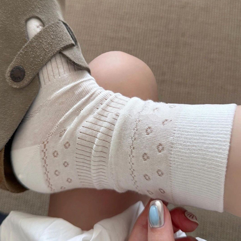 Mesh Socks for Girls, Summer Thin Style, Japanese Mid-Tube Ballet Style, Versatile Dongdaemun Hollow Mesh Slouch Socks