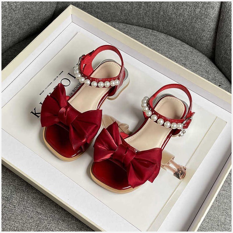 Kinder Sandalen 2023 Sommer Neue Mittlere und Große Mädchen Weiche Sohle Kleine High Heel Bogen Mädchen Prinzessin Schuhe_voghion.com