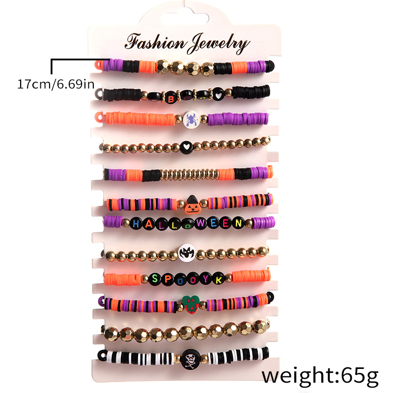 95g Weight Alloy Pendant Material Elegant Simple Style Letter Star Spider Alloy Soft Clay Beaded Bracelets Halloween Wholesale