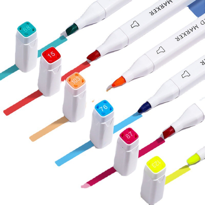 Marcador de dos cabezas a base de agua sin olor para estudiantes de escuela primaria Pintura artística Bolígrafo de acuarela 24 colores 48 colores Pincel de anime de barril