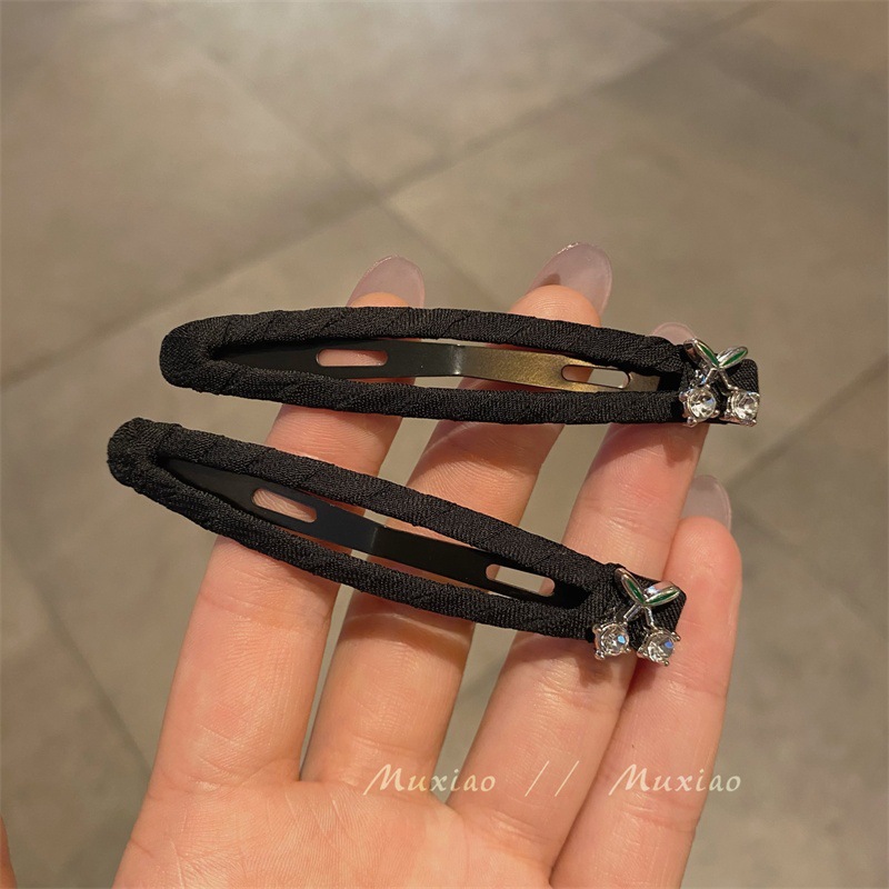 Fermaglio bb per capelli in tessuto nero stile coreano_voghion.com