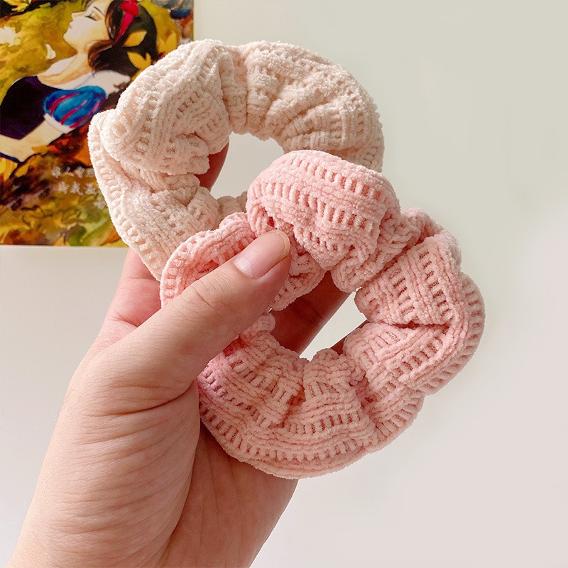 Sabiezināts rūtains resnās zarnas gredzens, vienkāršs retro resnās zarnas gredzens, elastīgs, izturīgs, krāsains matu aukla, augsta zirgaste, matu rotājumu gredzens_voghion.com