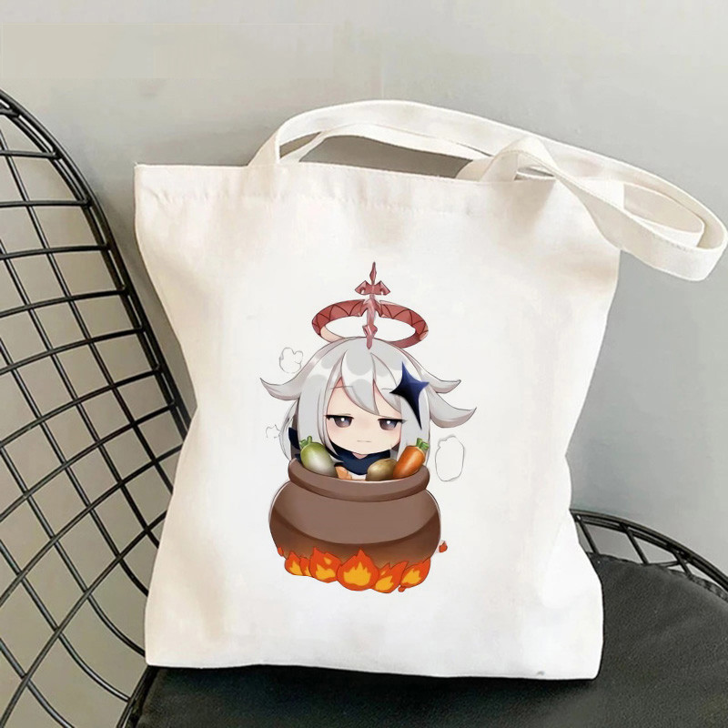 Comercio exterior transfronterizo Genshin Impacto Y2K impresión bolsa de lona Harajuku bolsa de hombro bolsa de moda bolsa de compras