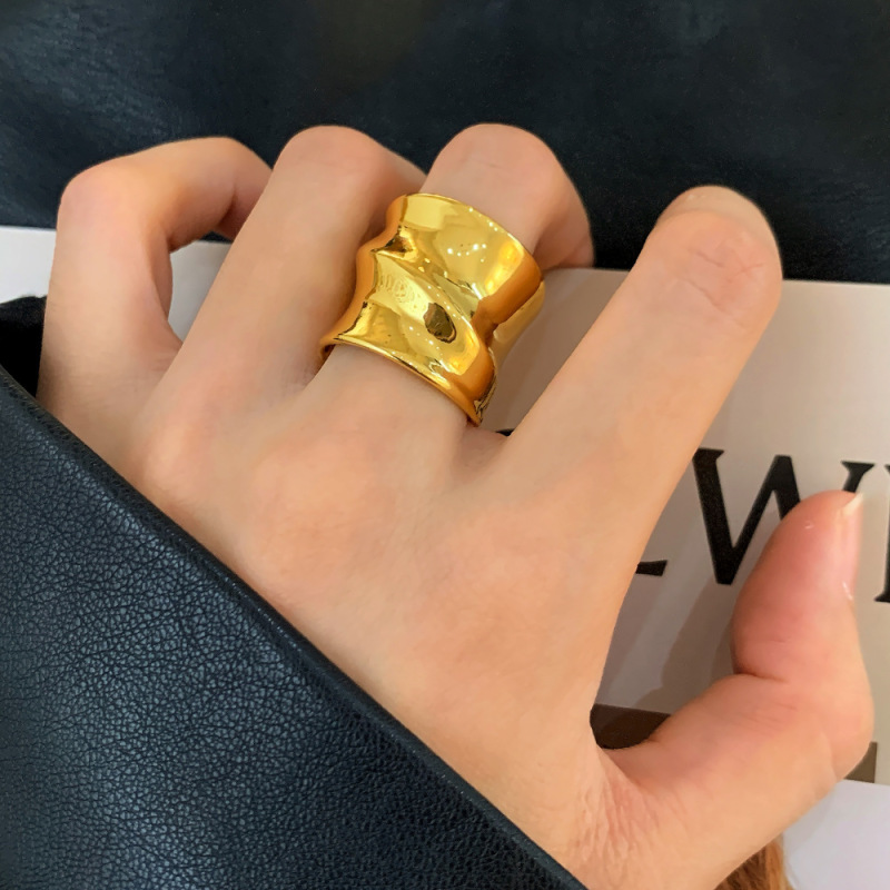 轻奢高级感时尚百搭亮面扭曲宽面开口戒指简约气质小众个性手饰女|undefined