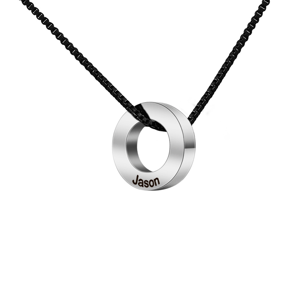 Personalised Beaded Necklace For Men With Engraved Name Steel_voghion.com