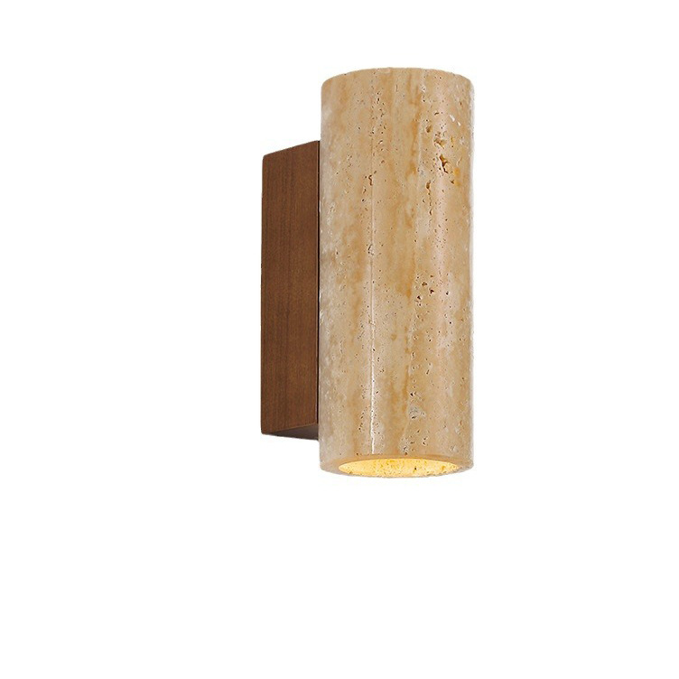 Lámpara de Pared LED de Piedra Amarilla, Estilo Wabi-Sabi Nórdico