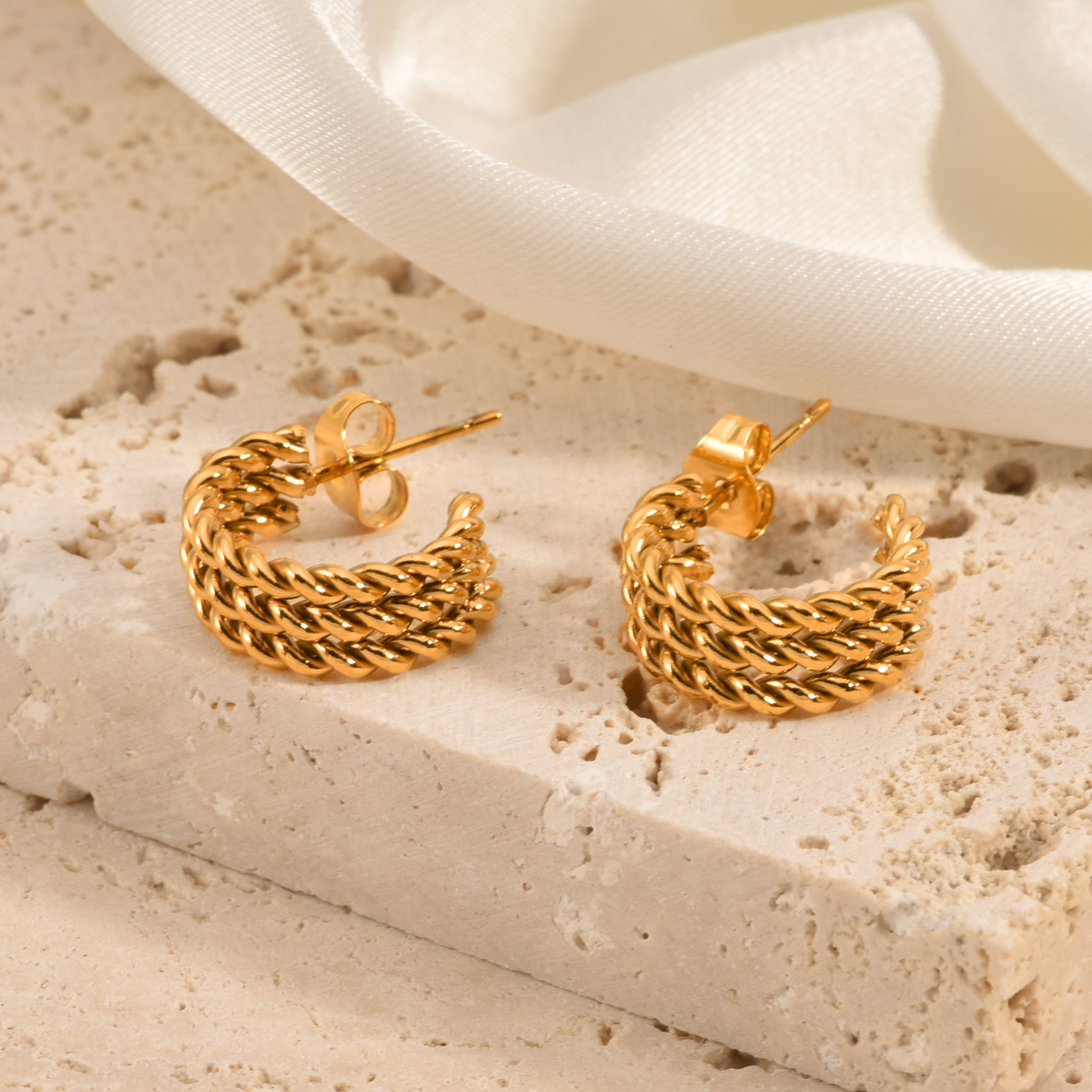 Ear Studs Classification 1 Pair Retro Roman Style Geometric Plating Stainless Steel Ear Studs