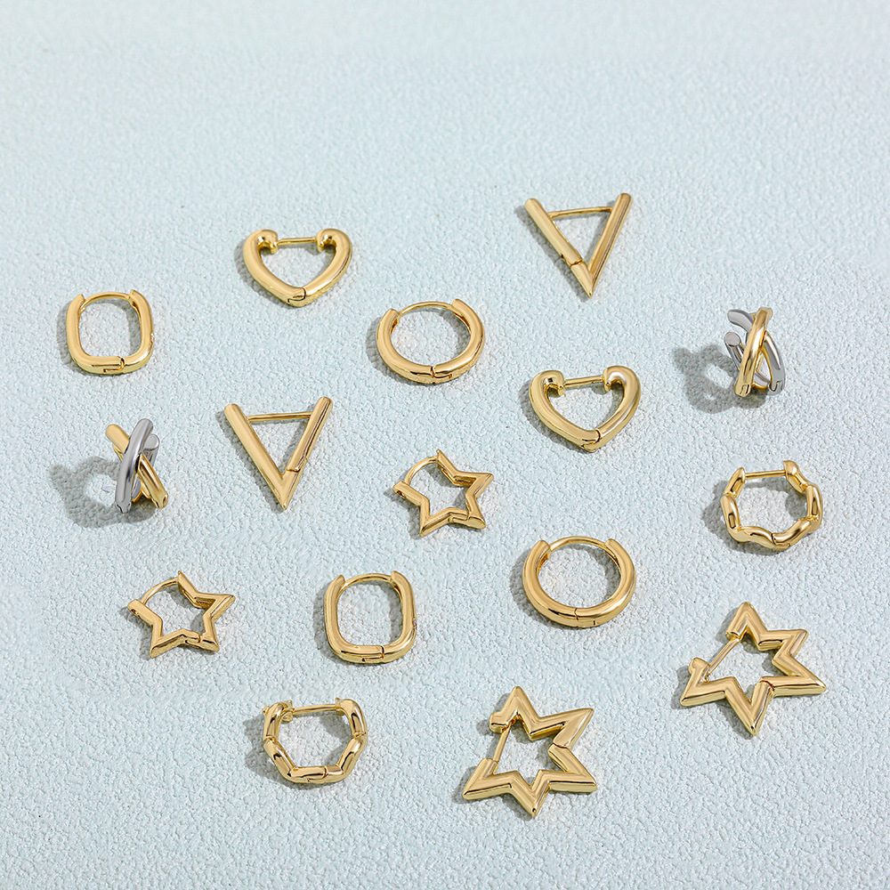 7g Weight Alloy Ear Needle Material Earrings Classification 1 Pair Quantity Casual, Street Occasion Alloy Material Pentagram, Geometric, Heart Shape Pattern All Seasons Season Unisex Gender Polished Finish Plating Design Casual, Commute Style 1 Pair Casual Commute Pentagram Geometric Heart Shape Plating Alloy Earrings 12