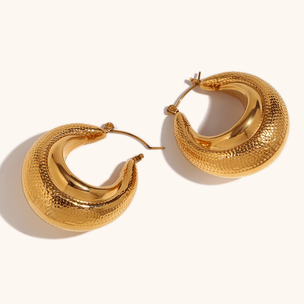 1 Paire Dame Forme En U Placage Acier Inoxydable Plaqué Or 18k Des Boucles D'oreilles display picture 3